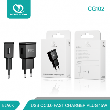 Dynaluna CG102 Chargeur USB QC3.0 15W Charge Rapide Noir